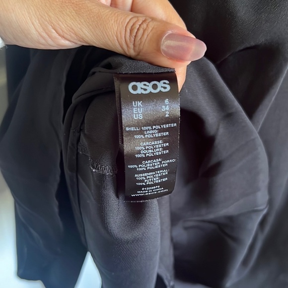 ASOS Tie Front Wrap Black Mini Dress - Picture 9 of 9